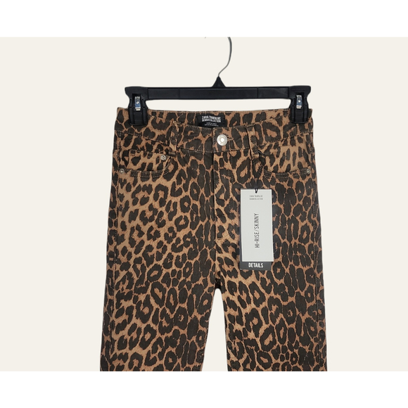 NWT ZARA Leopard Print Hi-Rise Skinny Jeans Animal print-0327 / 221 / 051 - Picture 7 of 12